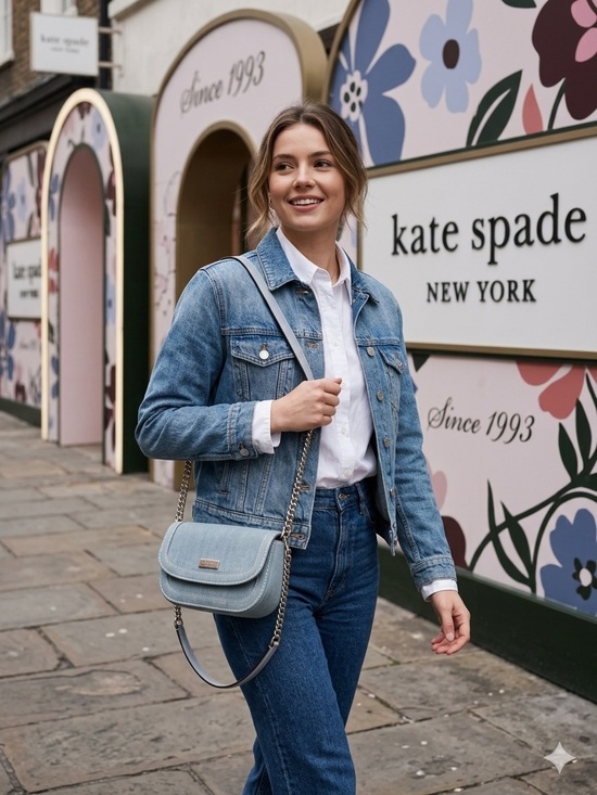 kate spade Handbags - Kate Spade Krista Denim Chain Crossbody Bag Blue Silver NWOT